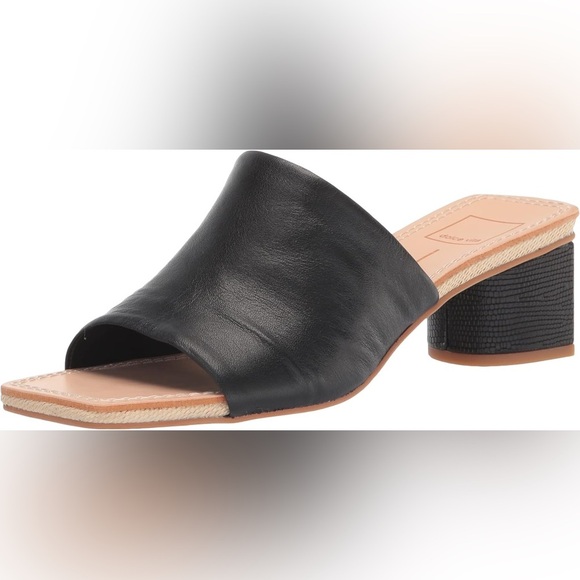 Dolce Vita Women’s Black Leather Slide Sandals, Size 7.5M, Block Heel - Picture 1 of 9